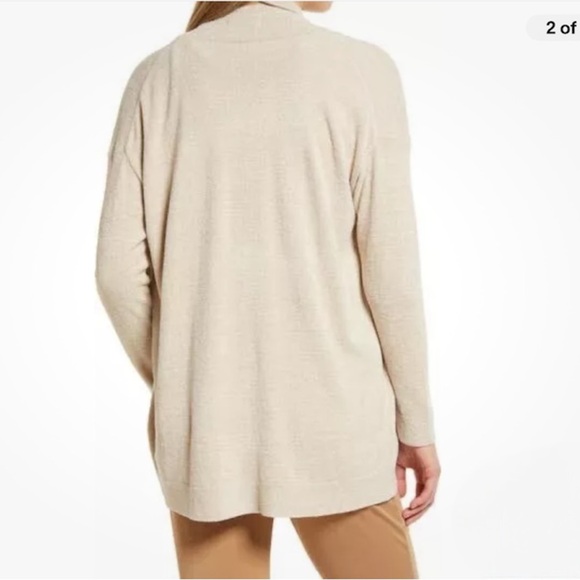 BAREFOOT DREAMS Cozy Chic Ultra Lite Shawl Pointelle Cardigan in Cream Stone S/M - Picture 4 of 13